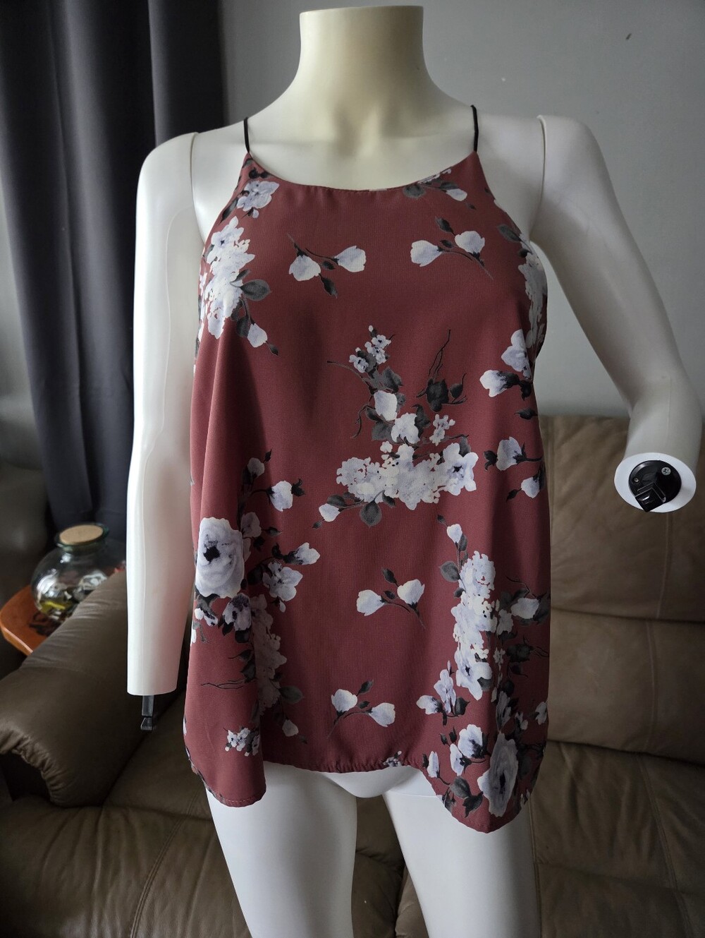 Floral Sleeveless Cami Top - Rust Floral, Size M